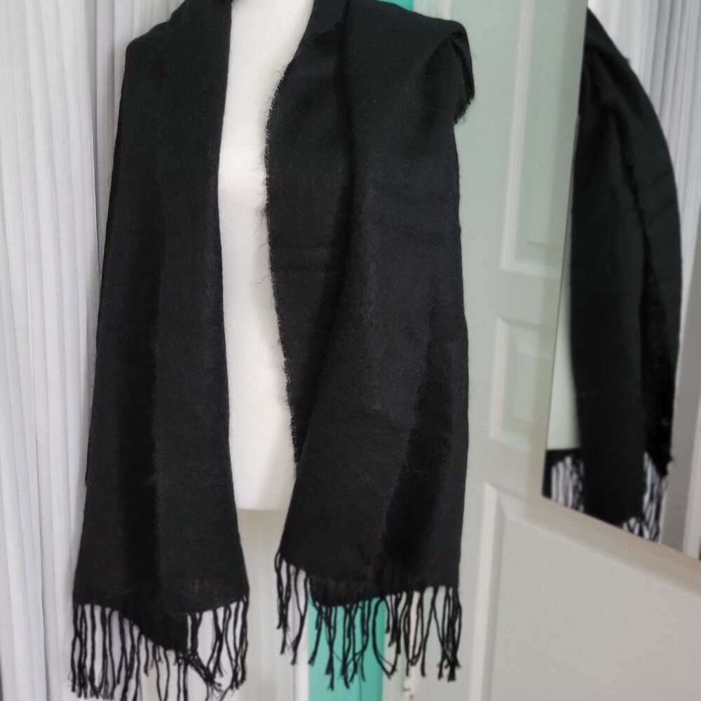 Mohair - merino wool big black scarf